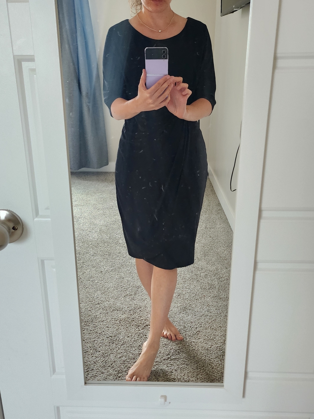 Dress Barn Black Knee-Length Long-Sleeve Sheath Dress